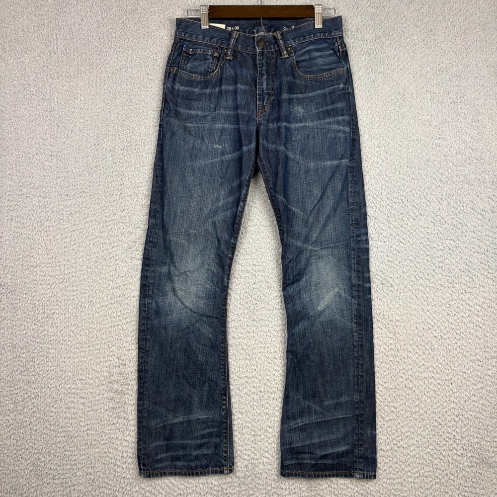 Gap Jeans Mens 28x30 Blue Boot Cut 1969 Denim Whiskered Faded Cowboy Workwear